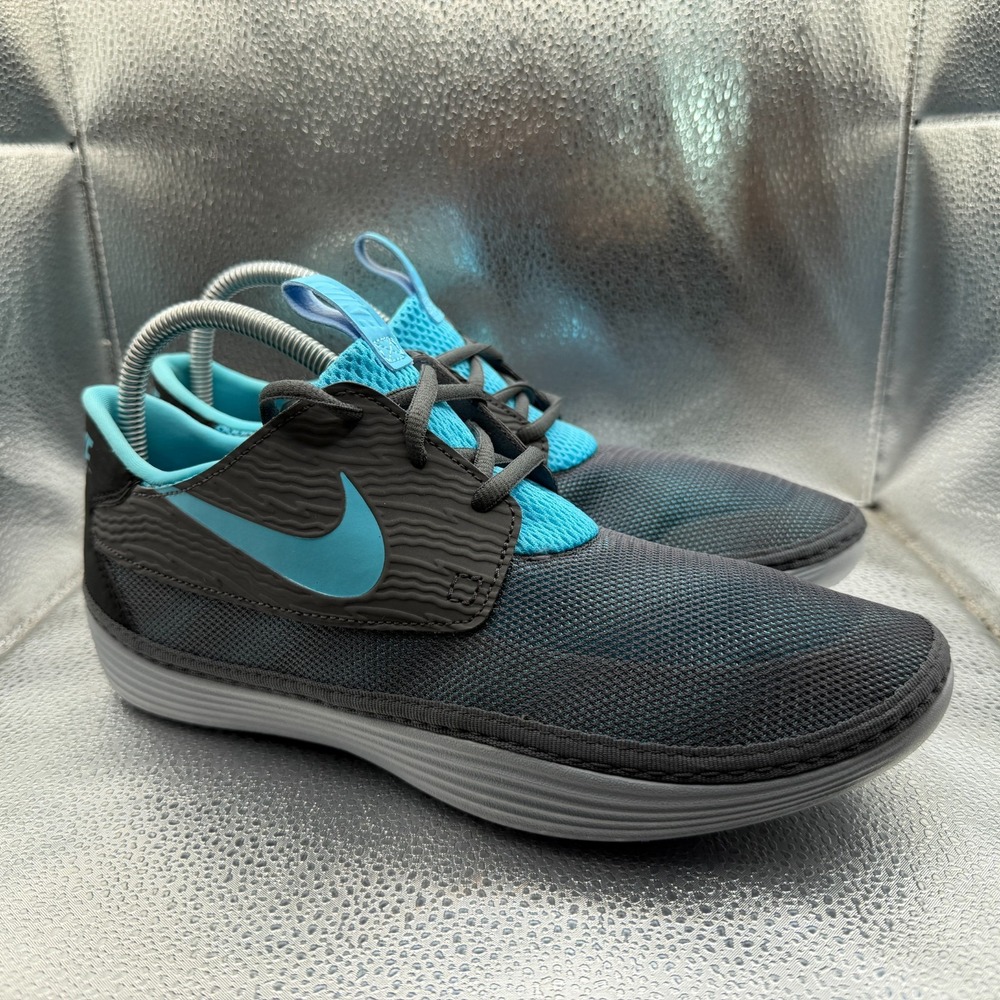 Size 10 Nike Solarsoft Moccasin Blue-Black Mens Athletic Sneakers 555301-040